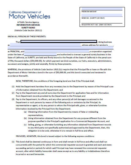 California Auto Information Services Bond Image