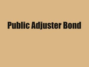 Montana Public Adjuster Bond