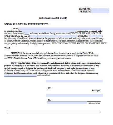 County of Tulare Encroachment Permit Bond