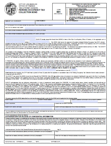 Your Guide to Los Angeles California Parking Occupancy Tax Bond