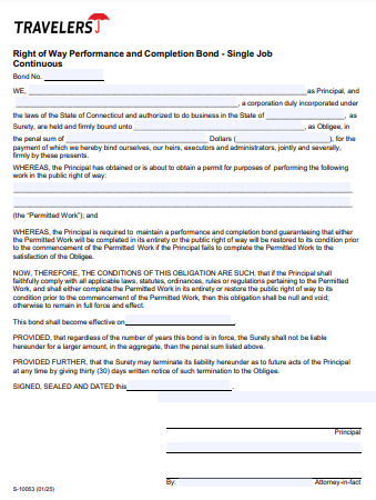 Yellowstone Right of Way Performance and Completion Bond | Surety Bond ...